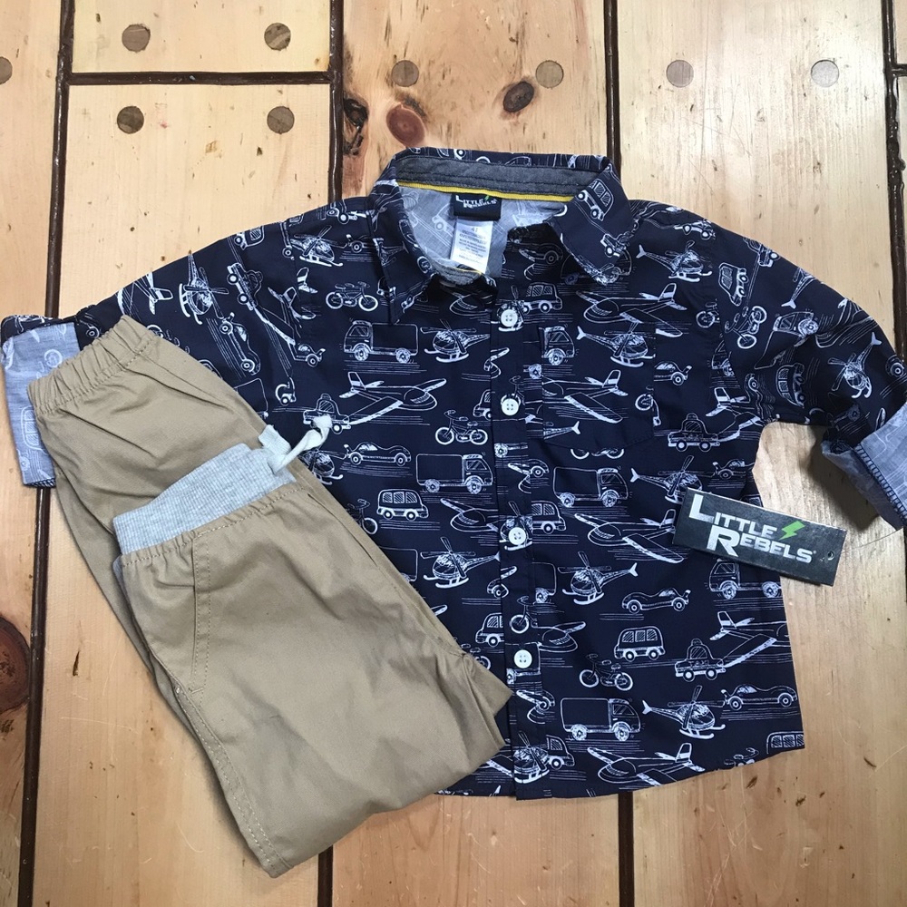 Boy set - vehicles dressed shirt and pants